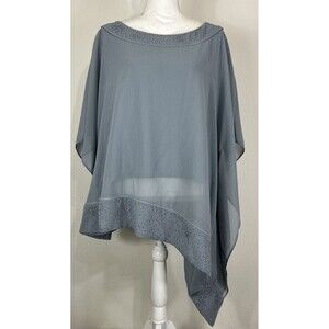 LeBos Gray/Silver Pullover Kimono Sleeve Blouse Size 18 (XL)